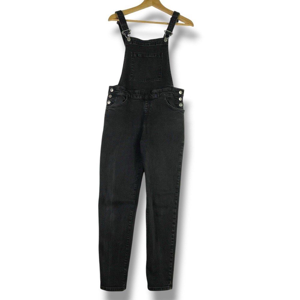Roxy Women's Size 6 Black Denim Overalls Stretch Slim Fit Adjustable Straps